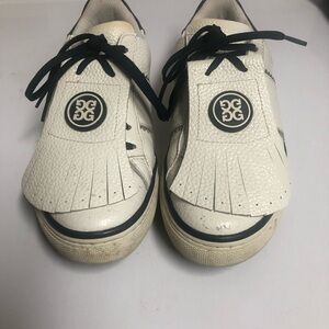GFORE White Leather Golf Sneakers with Black Accents